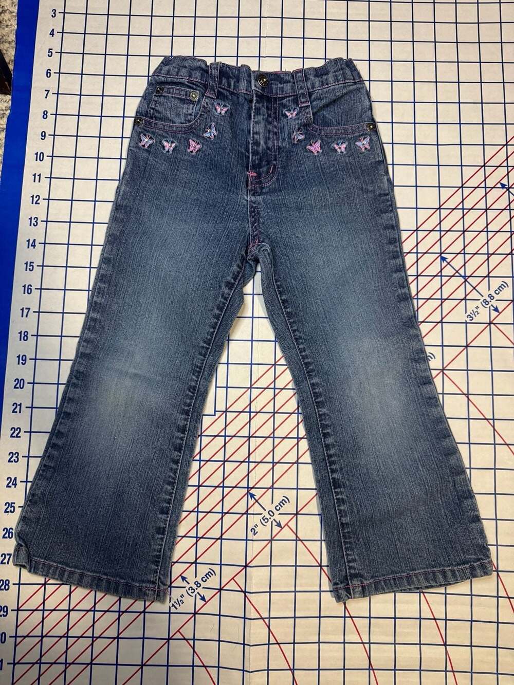 Zana-di Girl's Blue Denim Jeans with Butterfly Embroidery Size 4T